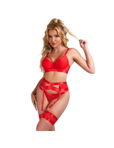 SUBBLIME 955267 SET SUJETADOR CON LIGUERO BONDAGE ROJO L XL