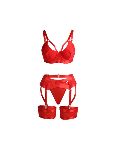 SUBBLIME 955267 SET SUJETADOR CON LIGUERO BONDAGE ROJO L XL