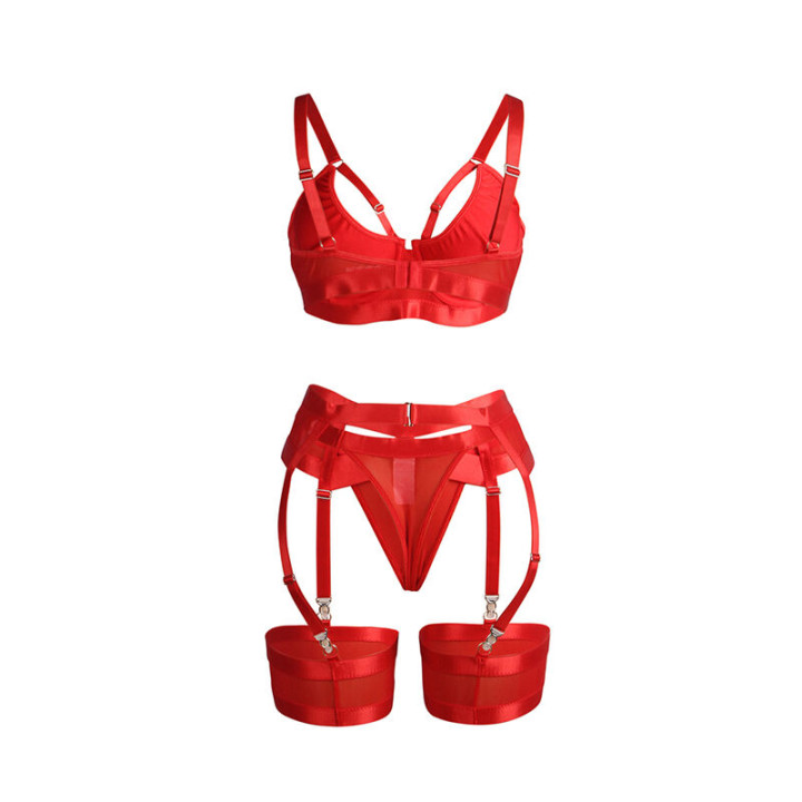 SUBBLIME 955267 SET SUJETADOR CON LIGUERO BONDAGE ROJO L XL
