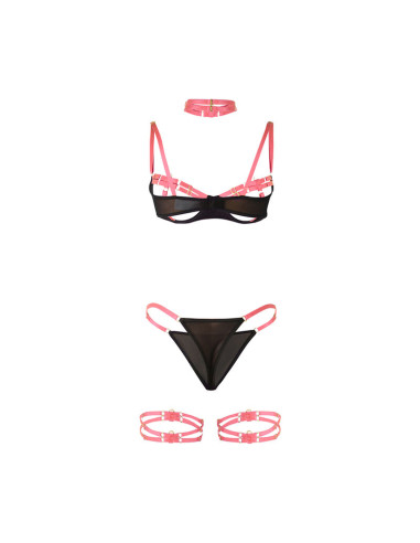 SUBBLIME 955304 SET SUJETADOR CON COLLAR Y DETALLES PARA PIERNAS ROSA FLUORESCENTE L XL