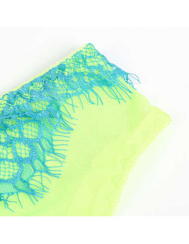 SUBBLIME 955311 SET SUJETADOR CON ENCAJE Y LIGUEROS VERDE Y AZUL S M