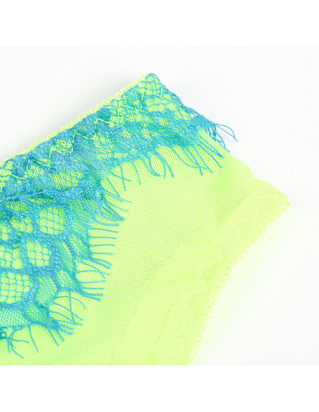 SUBBLIME 955328 SET SUJETADOR CON ENCAJE Y LIGUEROS VERDE Y AZUL L XL