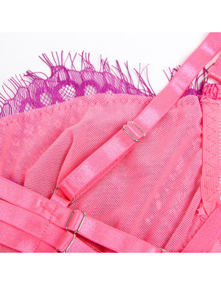 SUBBLIME 955366 SET SUJETADOR CON ENCAJE Y LIGUEROS ROSA Y MORADO L XL SUBBLIME 955366 SET SUJETADOR CON ENCAJE Y LIGUEROS ROSA Y MORADO L XL