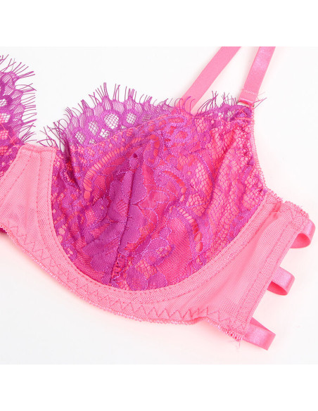 SUBBLIME 955366 SET SUJETADOR CON ENCAJE Y LIGUEROS ROSA Y MORADO L XL SUBBLIME 955366 SET SUJETADOR CON ENCAJE Y LIGUEROS ROSA Y MORADO L XL