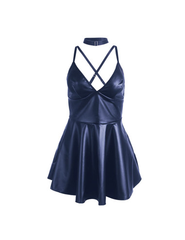 SUBBLIME 955410 VESTIDO CON TIRANTES DE CUERO AZUL S M