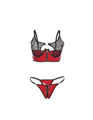 SUBBLIME 955533 CONJUNTO SUJETADOR CON CREMALLERA DE MALLA DE CHAROL ROJO S M