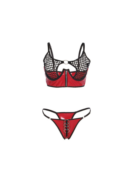 SUBBLIME 955533 CONJUNTO SUJETADOR CON CREMALLERA DE MALLA DE CHAROL ROJO S M SUBBLIME 955533 CONJUNTO SUJETADOR CON CREMALLERA DE MALLA DE CHAROL ROJO S M