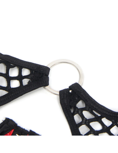 SUBBLIME 955533 CONJUNTO SUJETADOR CON CREMALLERA DE MALLA DE CHAROL ROJO S M