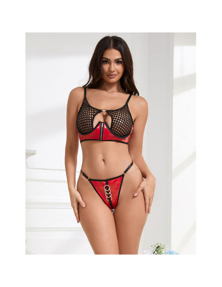 SUBBLIME 955533 CONJUNTO SUJETADOR CON CREMALLERA DE MALLA DE CHAROL ROJO S M SUBBLIME 955533 CONJUNTO SUJETADOR CON CREMALLERA DE MALLA DE CHAROL ROJO S M