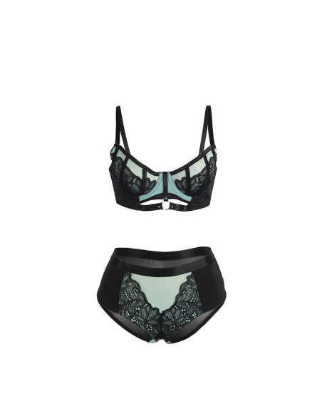 SUBBLIME 955557 CONJUNTO SUJETADOR CON CREMALLERA DE MALLA DE CHAROL VERDE S M SUBBLIME 955557 CONJUNTO SUJETADOR CON CREMALLERA DE MALLA DE CHAROL VERDE S M