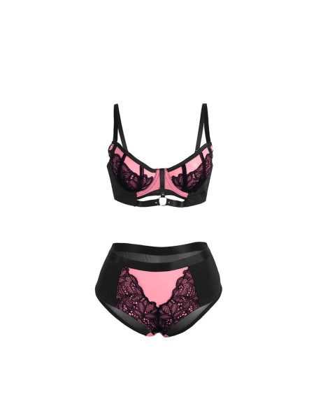 SUBBLIME 955571 CONJUNTO SUJETADOR CON CREMALLERA DE MALLA DE CHAROL ROSA S M