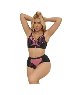 SUBBLIME 955588 CONJUNTO SUJETADOR CON CREMALLERA DE MALLA DE CHAROL ROSA L XL