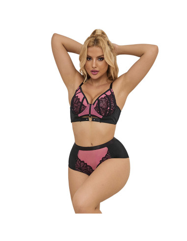 SUBBLIME 955588 CONJUNTO SUJETADOR CON CREMALLERA DE MALLA DE CHAROL ROSA L XL