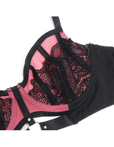 SUBBLIME 955588 CONJUNTO SUJETADOR CON CREMALLERA DE MALLA DE CHAROL ROSA L XL