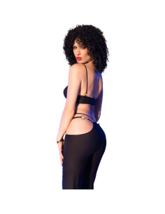 CHILIROSE CR 4851 SET TOP NEGRO Y LEGGINS CON COMPLEMENTOS DORADOS 2