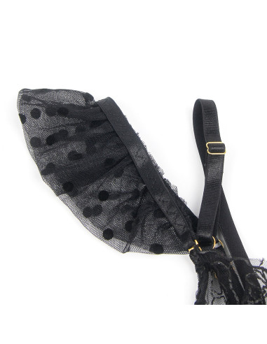 SUBBLIME 957483 CONJUNTO SUJETADOR Y LIGA DE ENCAJE NEGRO S M