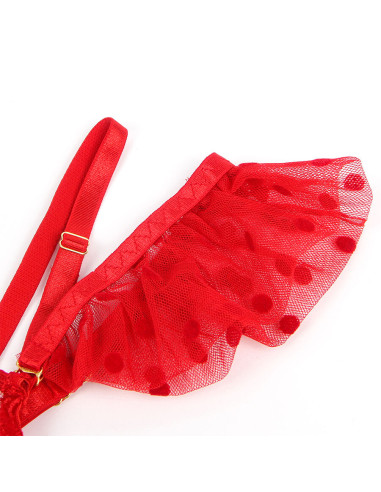 SUBBLIME 957506 CONJUNTO SUJETADOR Y LIGA DE ENCAJE ROJO S M