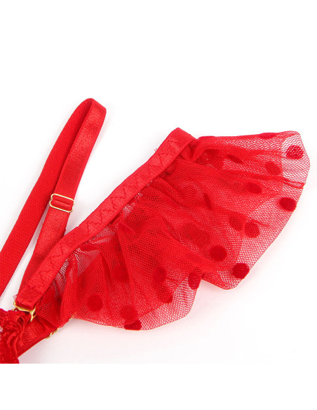 SUBBLIME 957506 CONJUNTO SUJETADOR Y LIGA DE ENCAJE ROJO S M