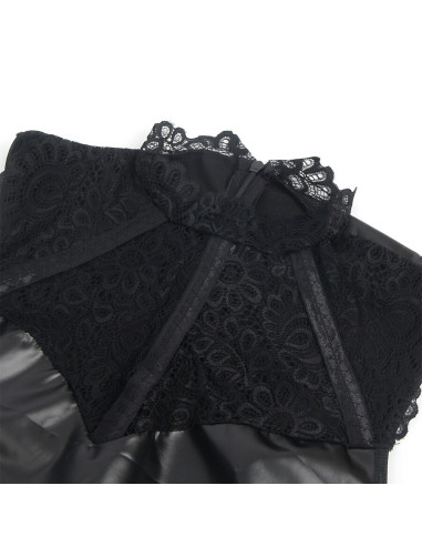 SUBBLIME 957544 VESTIDO DE CUERO CON CUELLO DE ENCAJE NEGRO S M