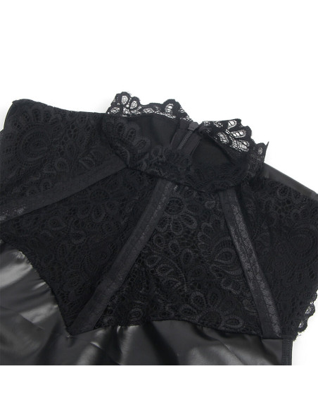 SUBBLIME 957544 VESTIDO DE CUERO CON CUELLO DE ENCAJE NEGRO S M SUBBLIME 957544 VESTIDO DE CUERO CON CUELLO DE ENCAJE NEGRO S M