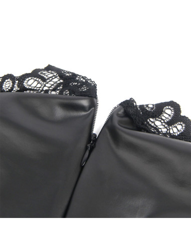 SUBBLIME 957544 VESTIDO DE CUERO CON CUELLO DE ENCAJE NEGRO S M