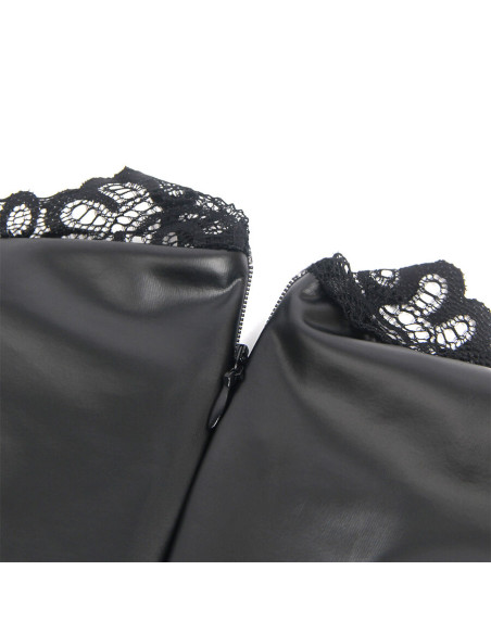 SUBBLIME 957544 VESTIDO DE CUERO CON CUELLO DE ENCAJE NEGRO S M SUBBLIME 957544 VESTIDO DE CUERO CON CUELLO DE ENCAJE NEGRO S M