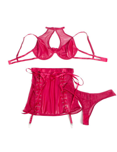 SUBBLIME 957605 CONJUNTO SUJETADOR Y FALDA DE CUERO ROJO S M