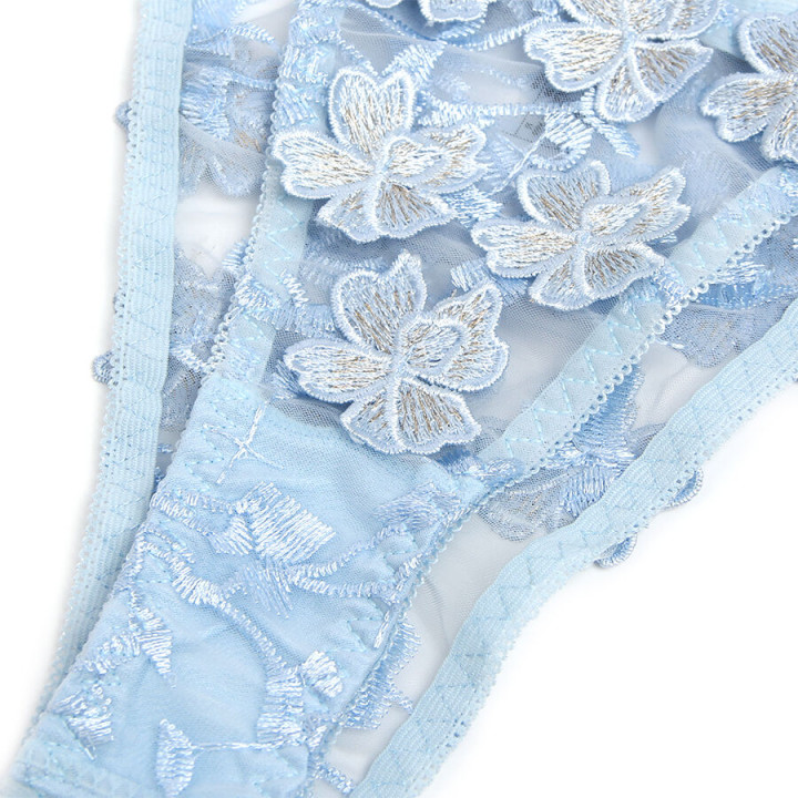 SUBBLIME 957629 CONJUNTO SUJETADOR Y PANTIES CON BORDADOS DE FLORES CELESTE S M