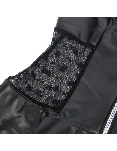 SUBBLIME 957704 VESTIDO DE CUERO CON CREMALLERA Y ENCAJE NEGRO S M