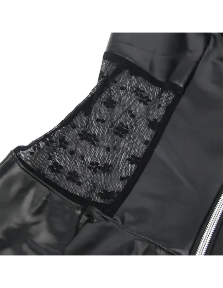 SUBBLIME 957704 VESTIDO DE CUERO CON CREMALLERA Y ENCAJE NEGRO S M