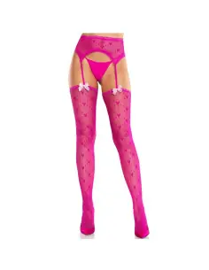 LEG AVENUE MEDIAS DE CORAZON CON LIGAS MAGENTA
