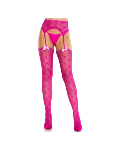 LEG AVENUE MEDIAS DE CORAZON CON LIGAS MAGENTA