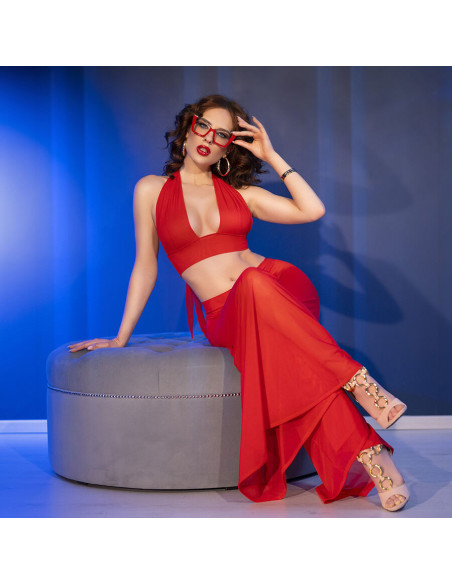 CHILIROSE CR 4857 SET TOP Y PANTALONES ROJO TALLA S