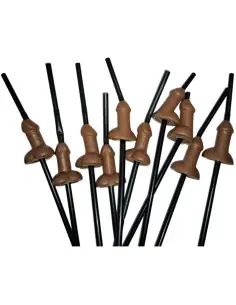 DIABLO PICANTE BOLSA 10 PAJITAS PENE NEGRO