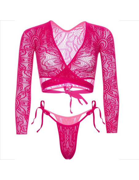 LEG AVENUE TOP CORTO DE ENCAJE CON TANGA LEG AVENUE TOP CORTO DE ENCAJE CON TANGA