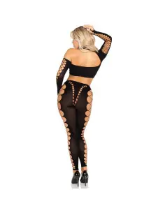 LEG AVENUE CROP TOP Y LEGGINGS CUT OUT SIN COSTURAS NEGRO 2