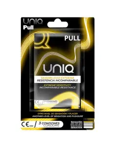 UNIQ PULL PRESERVATIVOS CON TIRAS SIN LATEX 3 UNIDADES