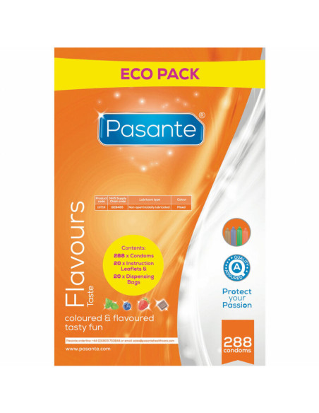PASANTE PRESERVATIVO ECO PACK SABORES BOLSA 288 UNIDADES PASANTE PRESERVATIVO ECO PACK SABORES BOLSA 288 UNIDADES