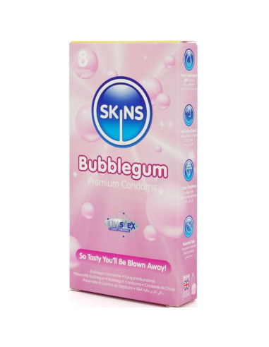 SKINS PRESERVATIVOS PREMIUM SABOR CHICLE PACK 8