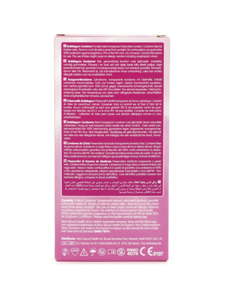 SKINS PRESERVATIVOS PREMIUM SABOR CHICLE PACK 8 SKINS PRESERVATIVOS PREMIUM SABOR CHICLE PACK 8