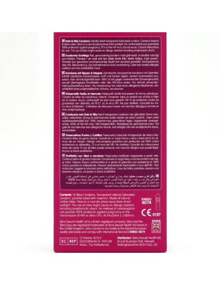 SKINS DOTS RIBS PRESERVATIVOS PREMIUM PACK 16
