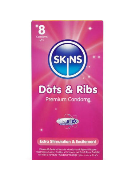 SKINS DOTS RIBS PRESERVATIVOS PREMIUM PACK 8 SKINS DOTS RIBS PRESERVATIVOS PREMIUM PACK 8