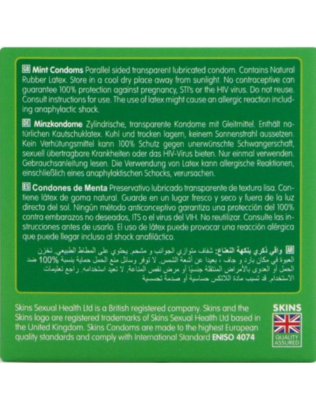 SKINS PRESERVATIVOS PREMIUM SABOR MENTA PACK 4 SKINS PRESERVATIVOS PREMIUM SABOR MENTA PACK 4