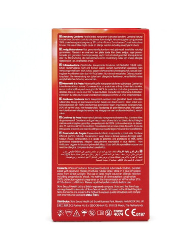 SKINS PRESERVATIVOS PREMIUM SABOR FRESA PACK 8