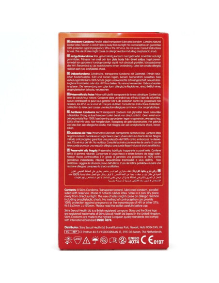 SKINS PRESERVATIVOS PREMIUM SABOR FRESA PACK 8