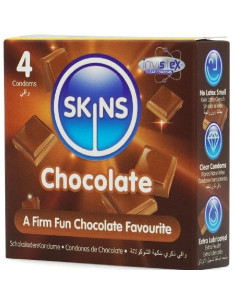 SKINS PRESERVATIVOS PREMIUM SABOR CHOCOLATE PACK 4 2