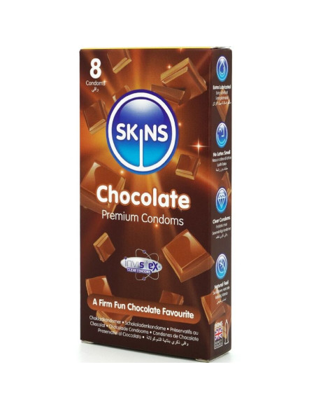 SKINS PRESERVATIVOS PREMIUM SABOR CHOCOLATE PACK 8 SKINS PRESERVATIVOS PREMIUM SABOR CHOCOLATE PACK 8