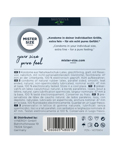 MISTER SIZE PRESERVATIVOS TALLA XS 47 MM 3 UNIDADES