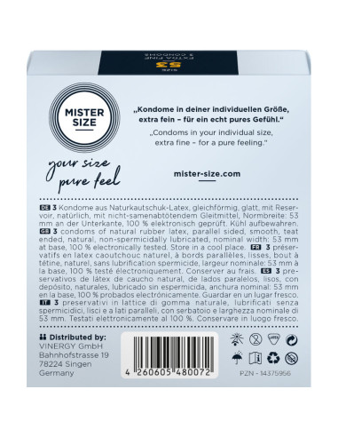 MISTER SIZE PRESERVATIVOS TALLA M 53 MM 3 UNIDADES