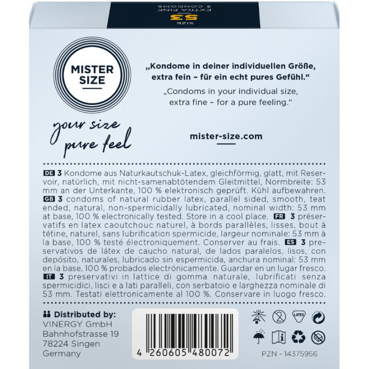 MISTER SIZE PRESERVATIVOS TALLA M 53 MM 3 UNIDADES